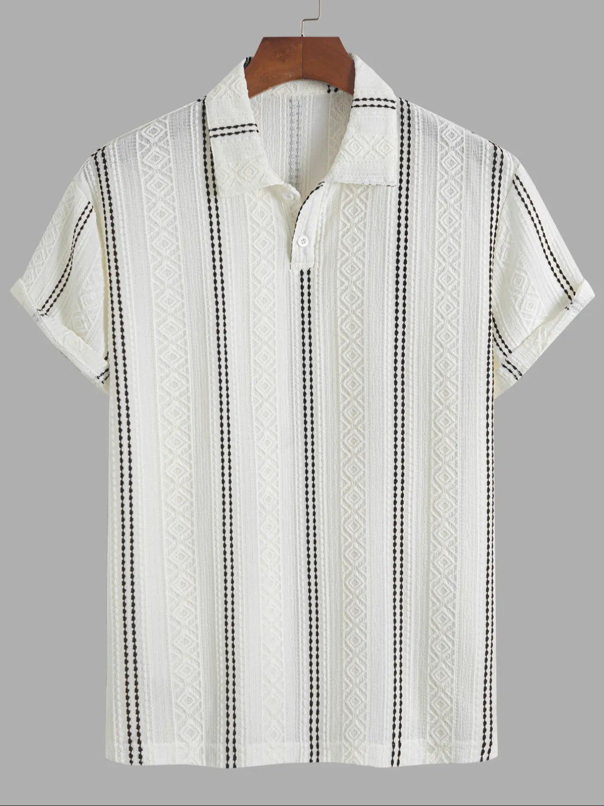 Men's Regular Fit Striped Print Short Sleeve Collared Polo Shirt, Trendy Casual Fashion Comfy Top for Summer, Men's Clothes for Daily Wear, Summer Polo Shirts