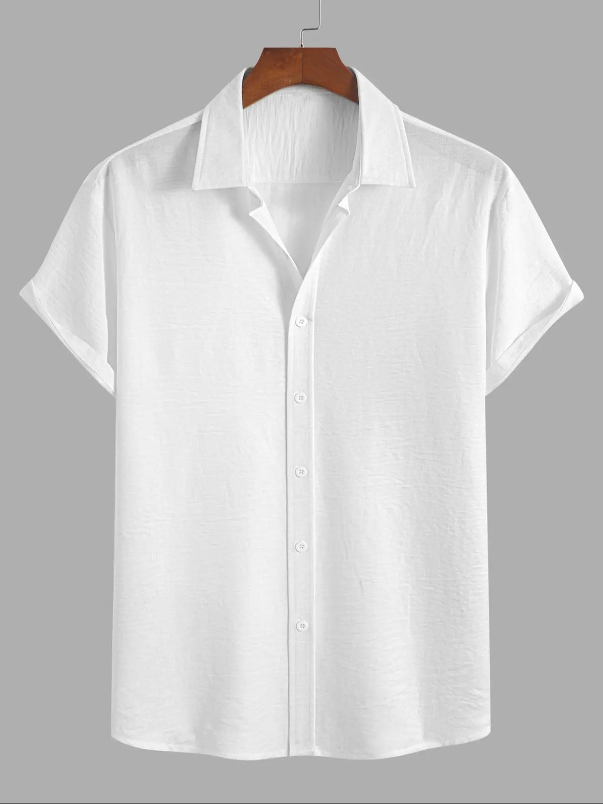 Men's Solid Button Front Short Sleeve Shirt, Basic Casual Shirts, Loose Casual Top for Summer, Menswear for Daily Wear