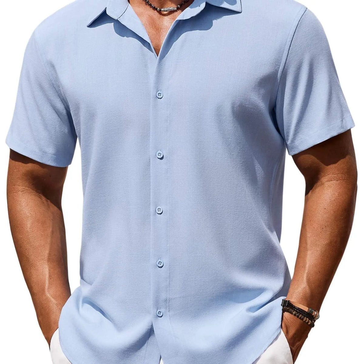 COOFANDY Mens Button Down Shirt Short Sleeve Casual Shirts Beach Summer Linen Shirts Wedding Vacation Shirt