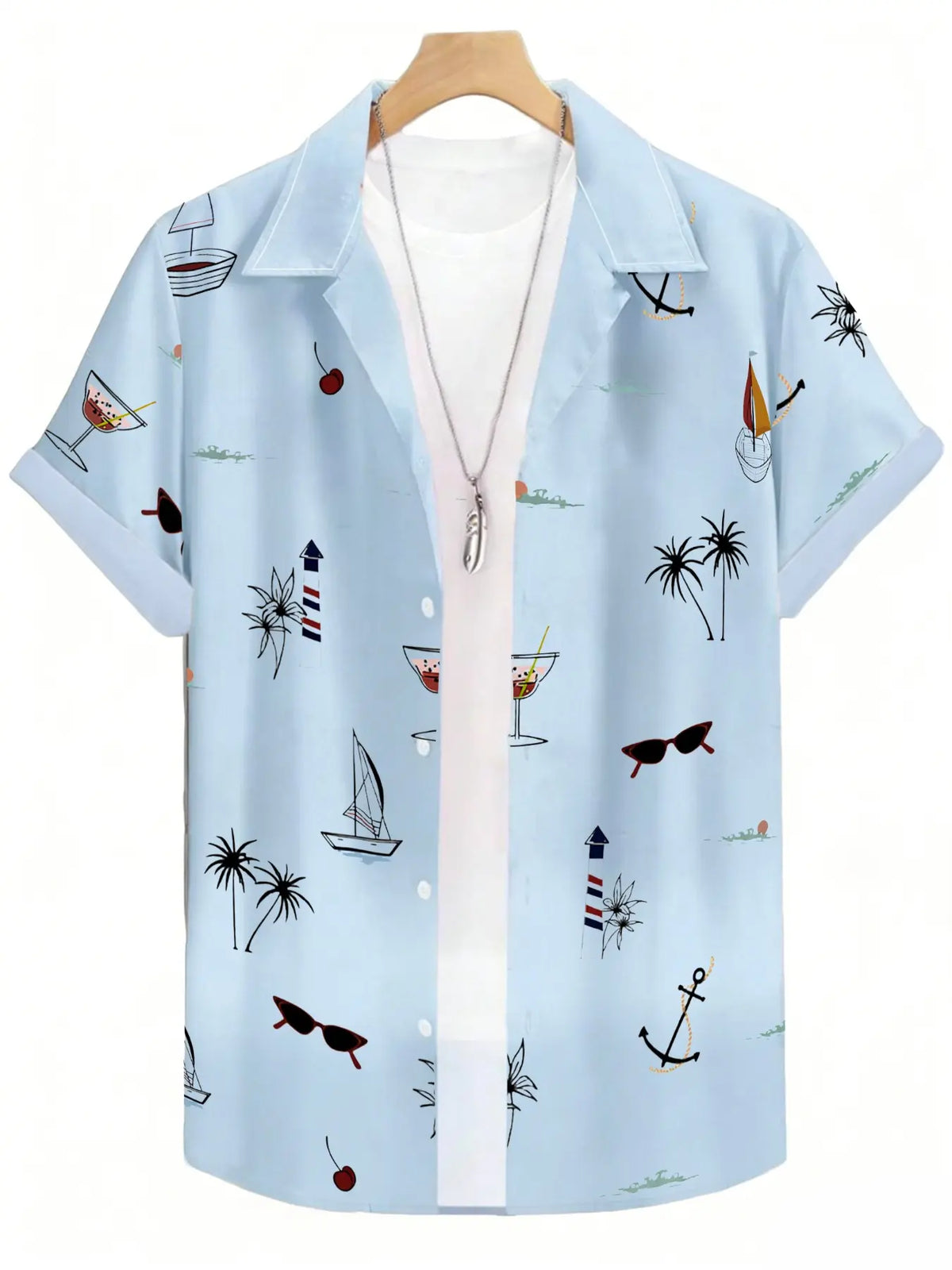 Men's Summer Hawaiian Style Tropical Soft Collared Shirt, Casual Aloha Shirt, Beach Surf Comfortable Casual Fitted Tops, Unisex(Recommend ordering one size up), Casual Graphic Shirt, Ideal for Vacation and Daily Wear