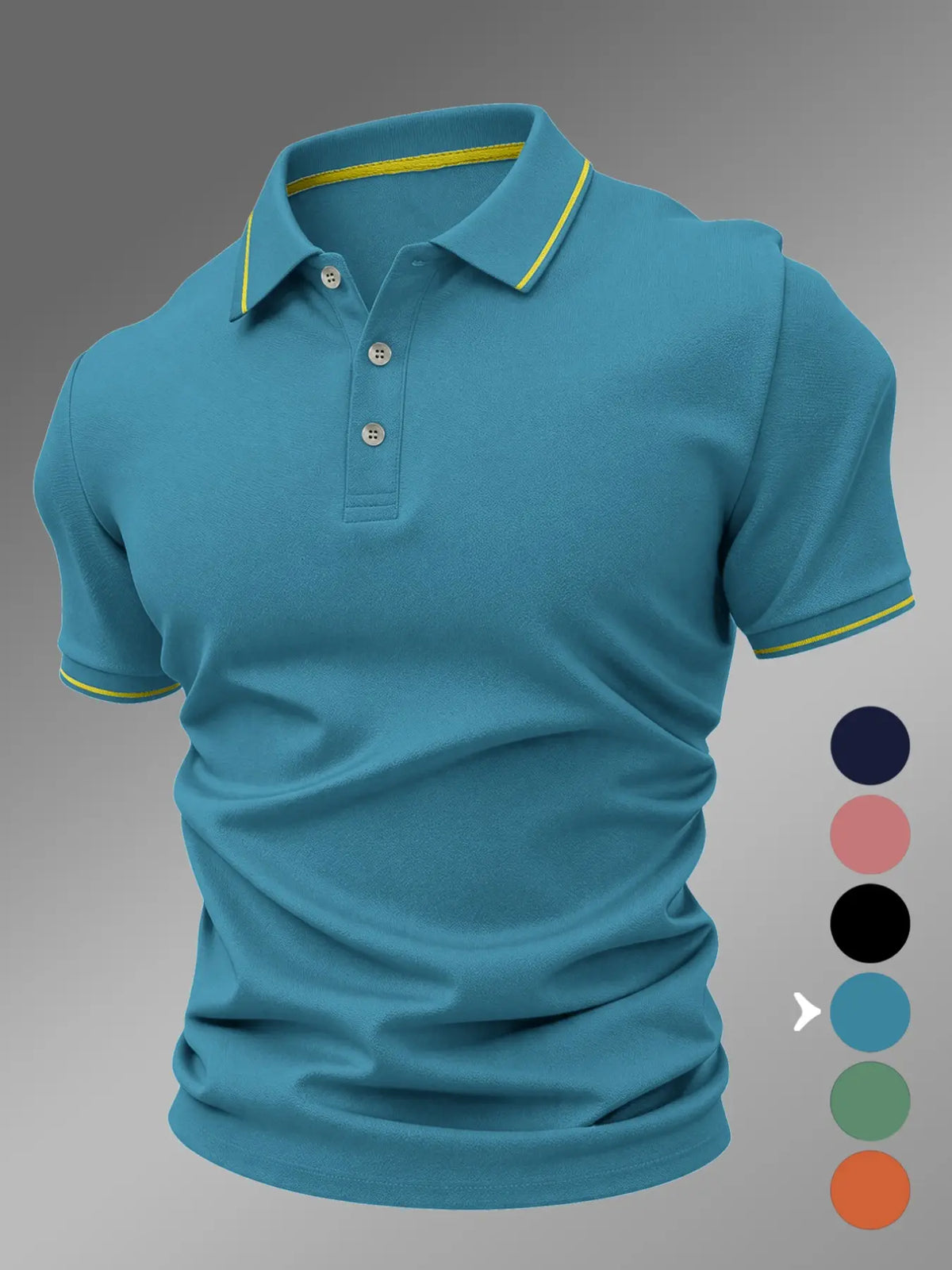 New Men's Polo Shirt 2026, Polo Style Elastic Casual Geometric Pattern, Fitted Comfortable Breathable Summer Polos, All-Season High-Quality Polo Top, Menswear