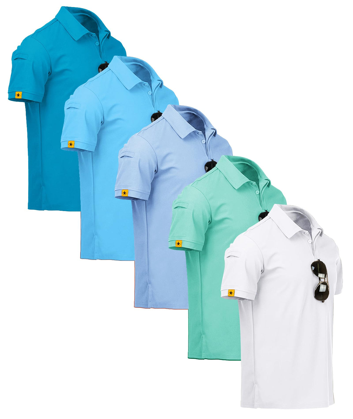 ZITY 5 Pack Mens Polo Shirt Short Sleeve Moisture Wicking Golf T-Shirt
