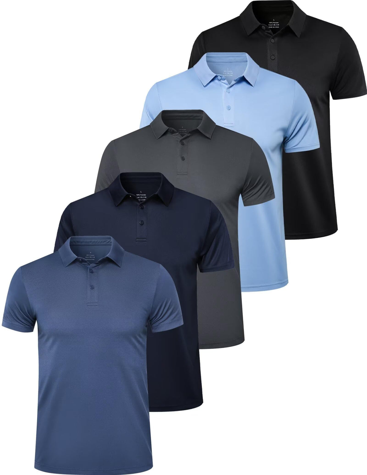 OYGSieg 5 Pack Polo Shirts for Men Short Sleeve Collared Golf Polos