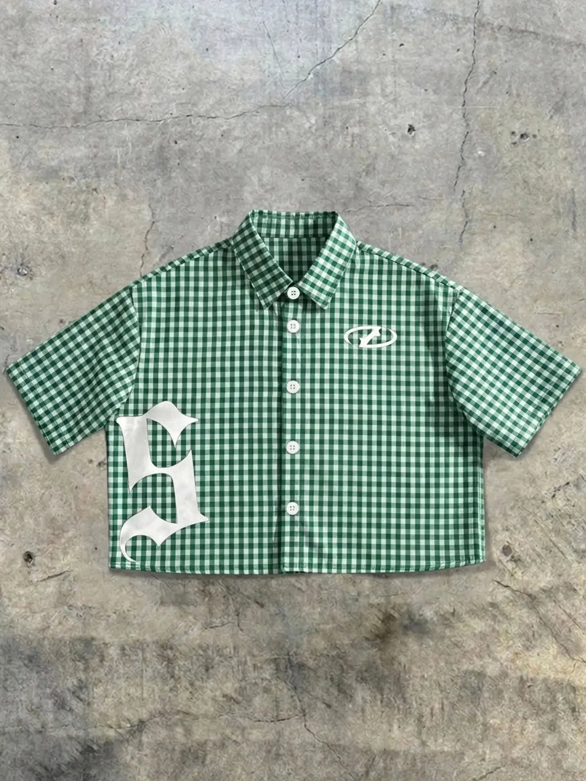 Men's Plaid Checked Graffiti Hand-Drawn Gothic Print Short Sleeve Button Shirt, Summer Vacation Casual Fashion, Classic, Street Style, Vibe, Vintage, Trendy, Streetwear Shirts, Menswear