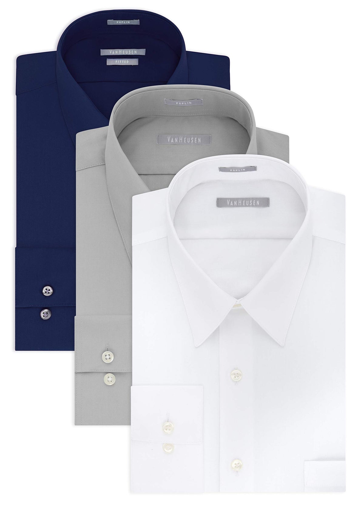Van Heusen Men's Dress Shirt Fitted Poplin Solid
