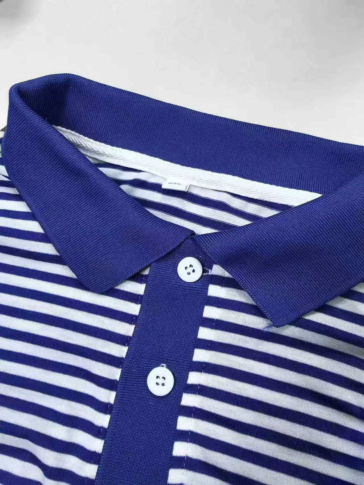 1 Pack Men's Cropped Oversized American Buttoned Polo Shirt Blue White Striped Striped Polo Neck Loose Fit Casual Preppy Fashion Short Sleeve Polo Top for Men Summer Daily Street Commute Wear
