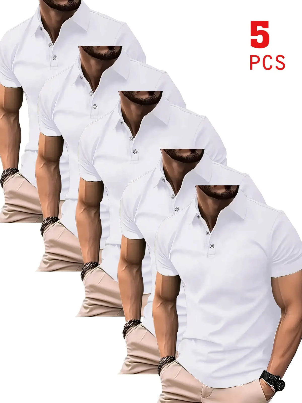 5-Pack Men's Bestselling Polo Shirts, Top, Solid Color Versatile Pieces, Modern Casual Style, Business Wear, Unisex, Summer New, Summer Polos, Breathable Daily/golf Shirts, Lightweight Golf Polo, Casual Comfy Collared, Multiple Colors, Menswear