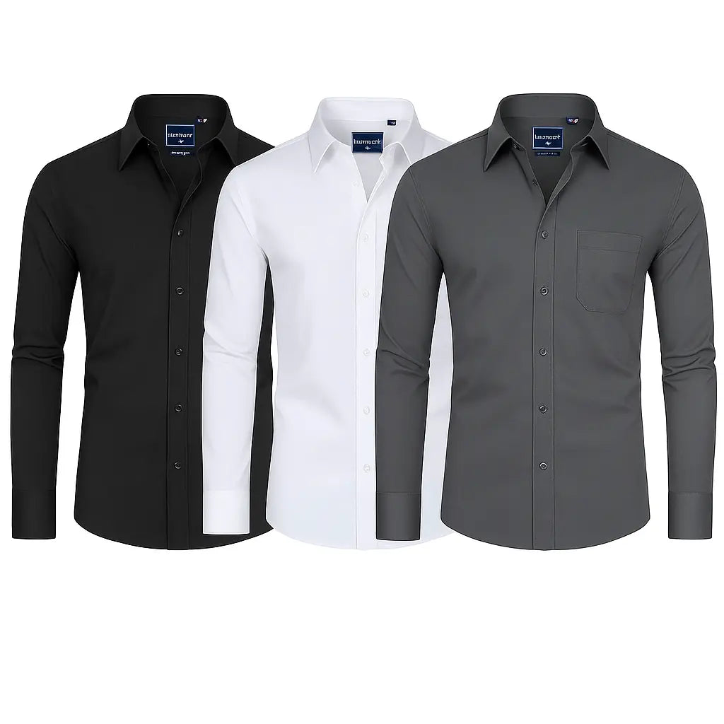 3-Pack Alimens&Gentle Men's Stain Sheild Business Casual Dress Shirts - Slim Fit Long Sleeve Button Down Shirt Tops sohochic style