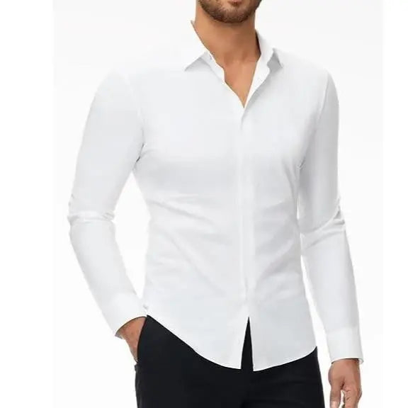 Alimens&Gentle Dress Shirts 16-Way Stretch Slim Fit Long Sleeve Button Down Business Casual Shirts Wrinkle Free Traveler Shirts Top Menswear sohochic style