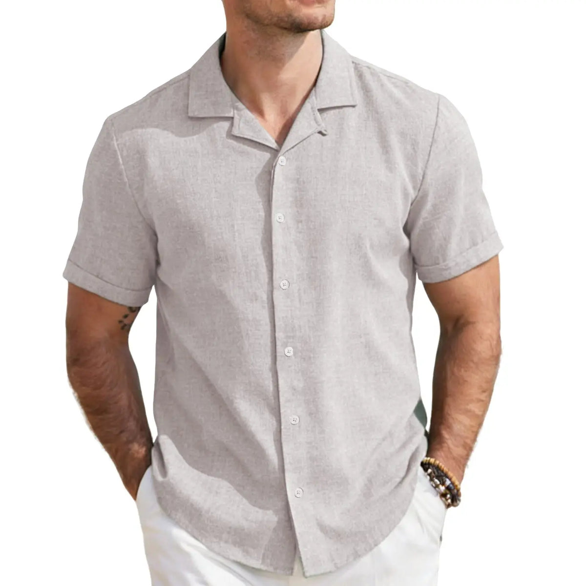 COOFANDY Breathable Linen Men's Shirts Short Sleeve Button Down for Summer Beach Wedding