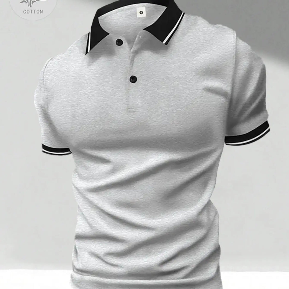 Men's Classic 100% Cotton Fitted Short Sleeve Polo Shirt - Retro, Elegant Minimalist Top for Golf, Business Casual Menswear, Business Casual Polo Shirts, Button