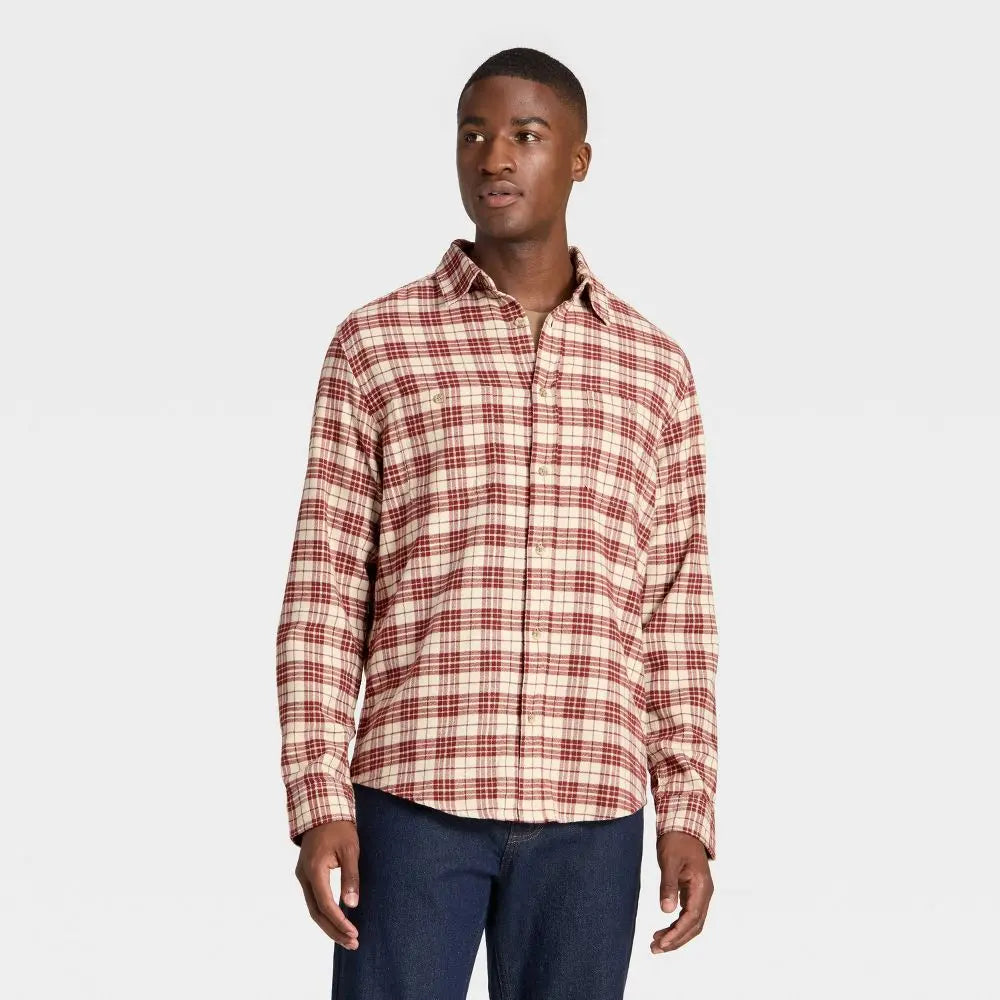 Men's Vintage Mid-Weight Long Sleeve Flannel Shirt - Goodfellow & Co