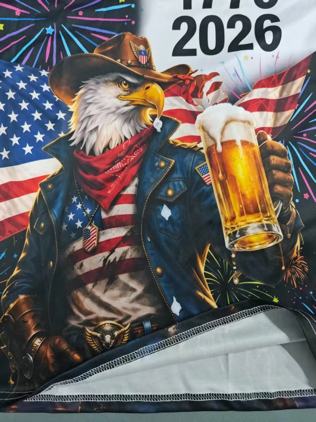 Men's 250th American Independence Day Anniversary Cowboy Eagle Beer Memorial Short Sleeve Shirt, Patriotic Casual Premium Graphic Print Polo Shirts Fitted Polo Top for All Seasons