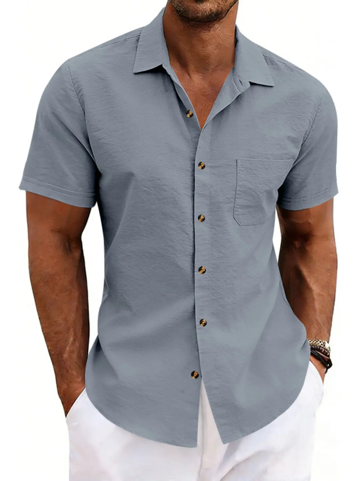 Men's Summer Tropical Loose Fit Relaxed Fit Shirt, Top, Iron-Free Casual Business Collar Button-Up Open Front, Beach Short Sleeve Shirt, Comfortable and Stylish, Lapel Collared Shirt