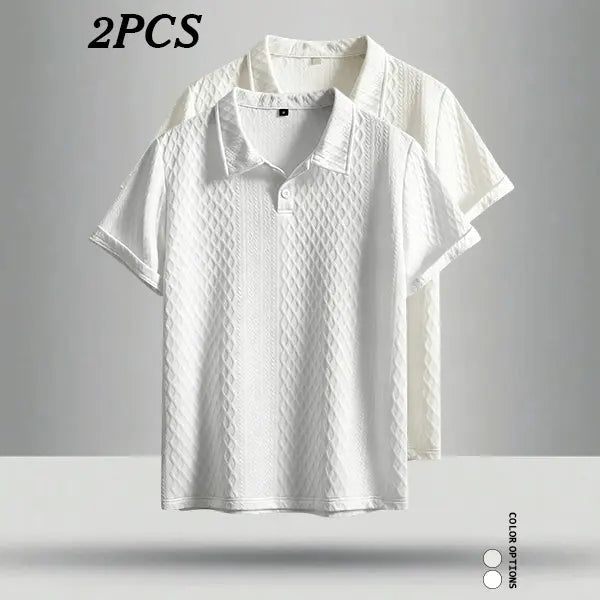 3-Pack men‘s summer outdoor casual jacquard polo shirts—the textured fabric resists shape distortion, and the traditional lapel is perfect for business meetings and everyday shopping/casual wear.