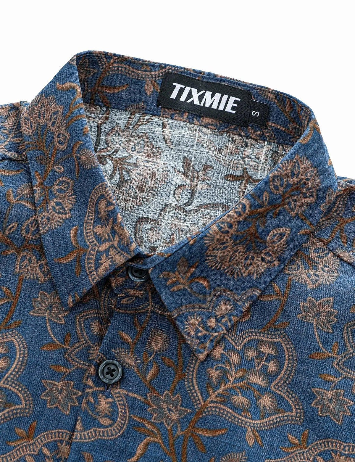 TIXMIE Men's Tropical Paisley Floral Hawaiian Shirt - Cotton Blend, Short-Sleeve, Button-Down, Relaxed Fit, Foldable, Holiday Outdoors Casual Summer Beach Top