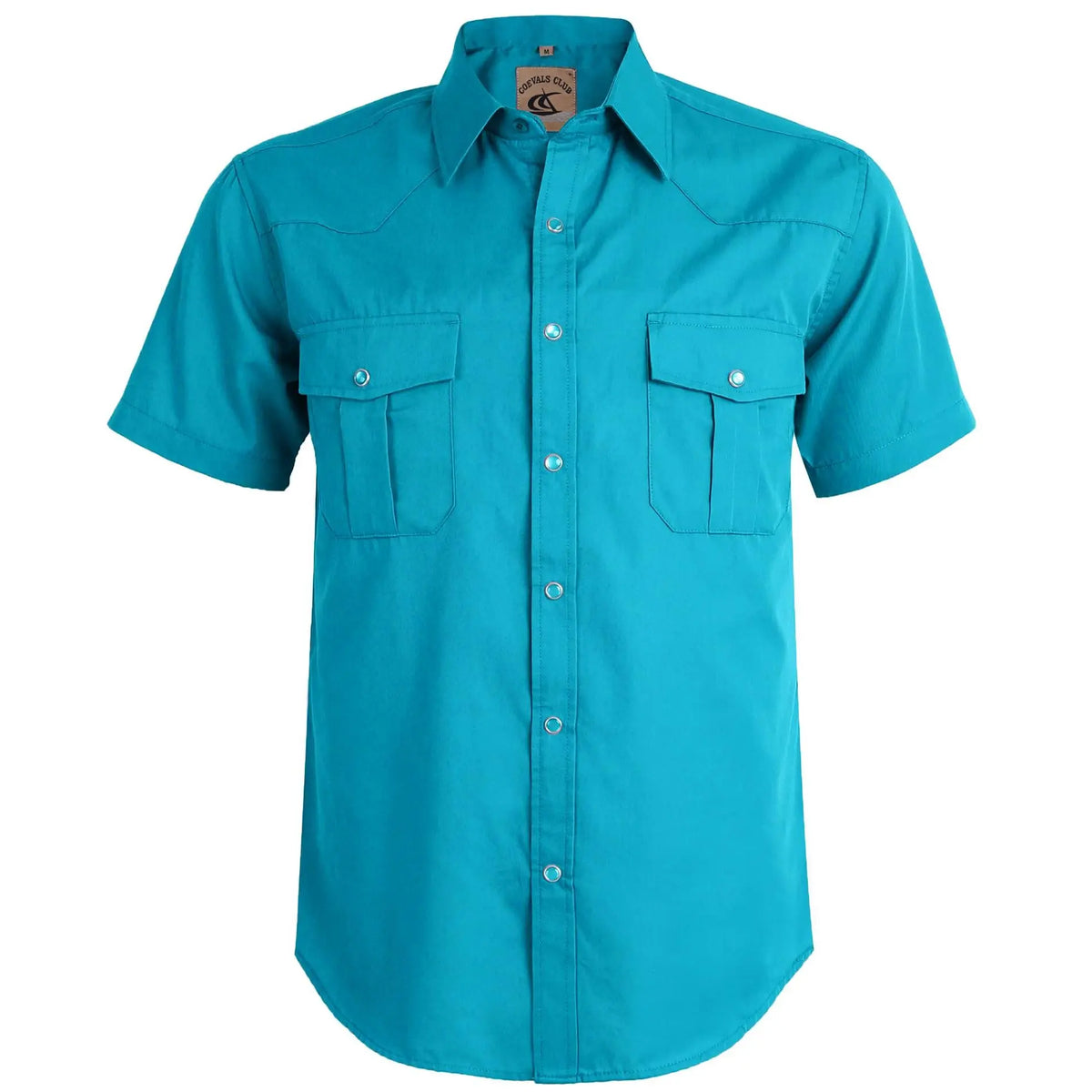COEVALS CLUB Men's Casual Western Plaid Shortsleeve Cowboy Shirt - Durable Polyester-Cotton Blend Work Top, Breathable Lightweight, Pearl Snap Buttons, Western Style Wardrobe Staples for Summer Vacation, Wild West Outdoors