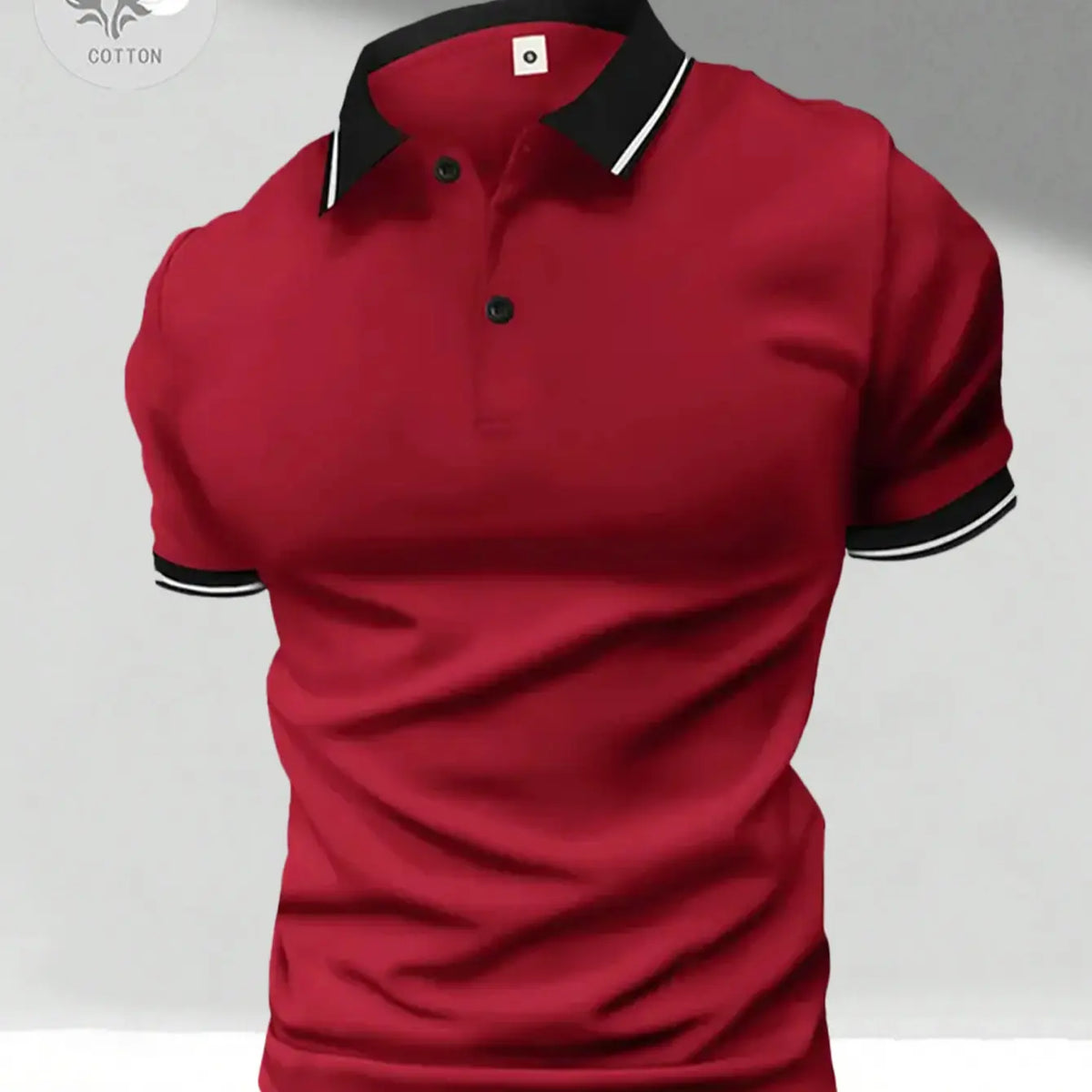 Men's Classic 100% Cotton Fitted Short Sleeve Polo Shirt - Retro, Elegant Minimalist Top for Golf, Business Casual Menswear, Business Casual Polo Shirts, Button