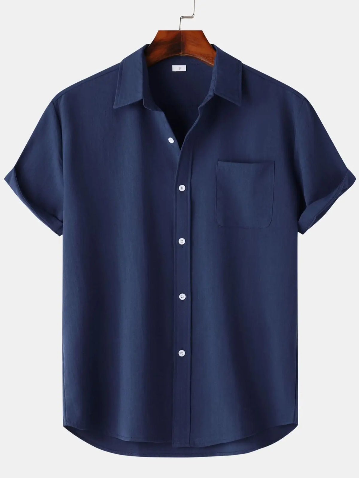Men's Linen Short Sleeve Shirt, Casual Classic Button Front Plain Solid Color, Ideal for Daily Wear and Special Occasions, Easy Care and Comfortable Fit