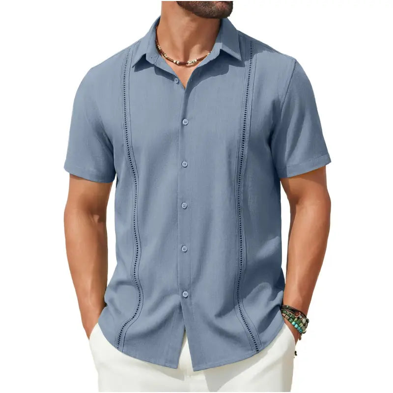 COOFANDY Mens Cuban Guayabera Short Sleeve Shirt Casual Summer Beach Tops Button Down Untucked Shirts