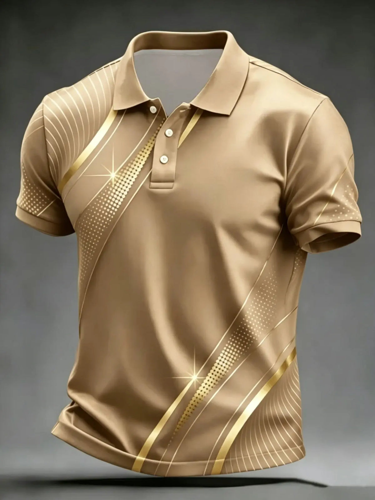 Abstract Print Men's Polo Shirt, Printed Polo Shirts, Short Sleeve Slim-Fit Top, Graphic Pattern, Unlined, Plain Surface, Made in Mainland China