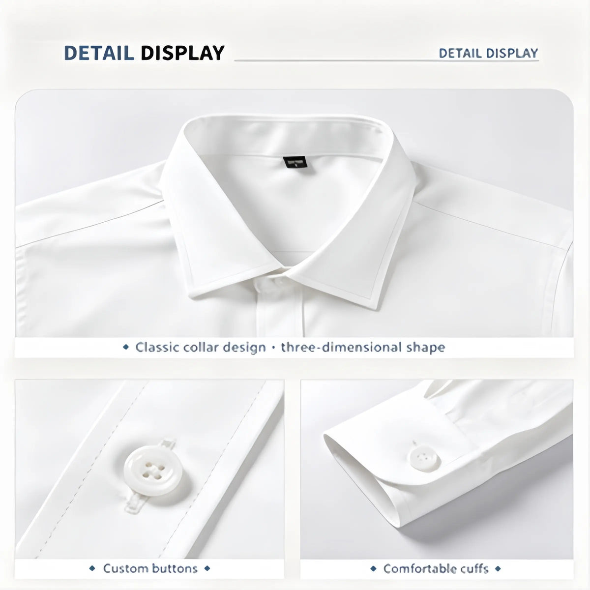 Men’s slim-fit long-sleeve button-up shirts, 3-pack — non-stretch, wrinkle-resistant, moisture-wicking, suitable for everyday wear