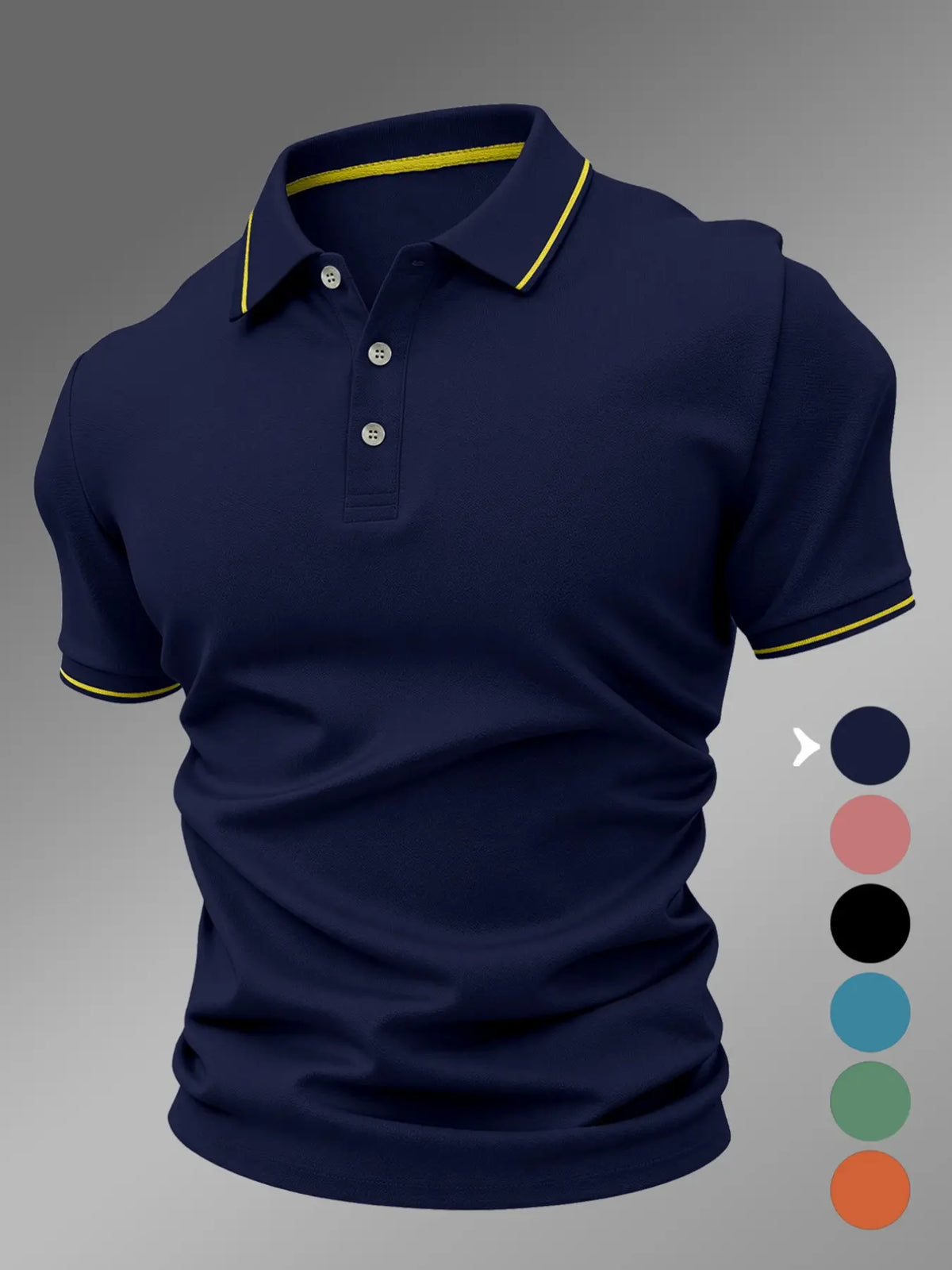New Men's Polo Shirt 2026, Polo Style Elastic Casual Geometric Pattern, Fitted Comfortable Breathable Summer Polos, All-Season High-Quality Polo Top, Menswear