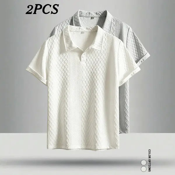 3-Pack men‘s summer outdoor casual jacquard polo shirts—the textured fabric resists shape distortion, and the traditional lapel is perfect for business meetings and everyday shopping/casual wear.