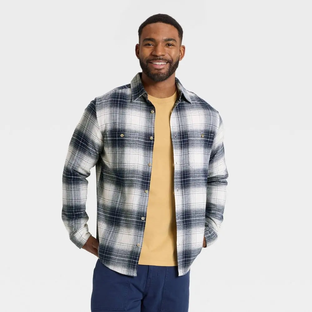 Men's Vintage Mid-Weight Long Sleeve Flannel Shirt - Goodfellow & Co