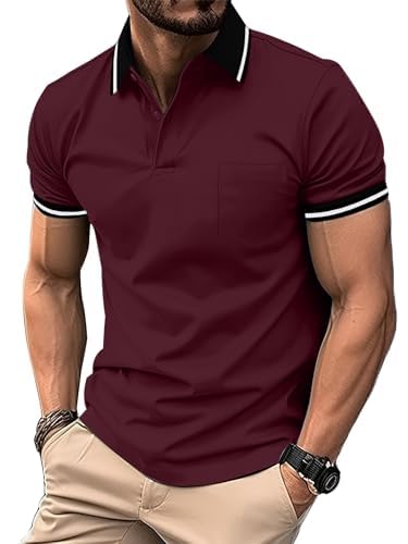 ZITY Mens Polo Shirts Short Sleeve Casual Collared Golf Shirts with Pocket
