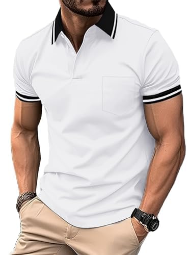 ZITY Mens Polo Shirts Short Sleeve Casual Collared Golf Shirts with Pocket