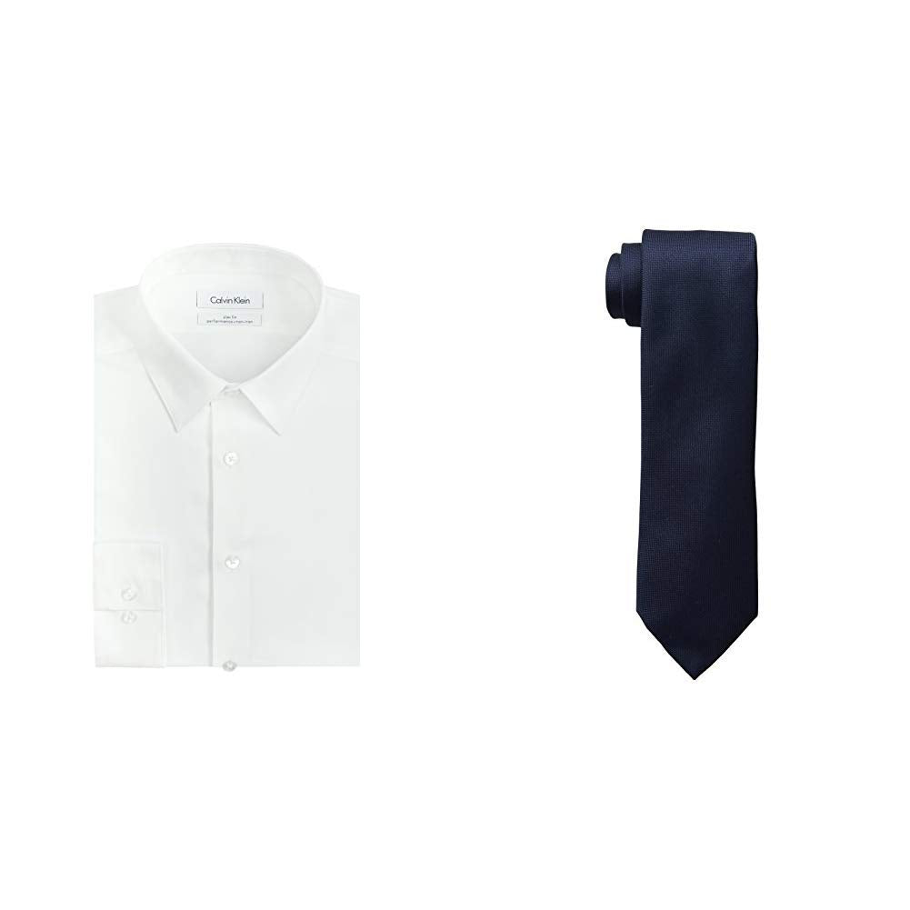 Calvin Klein Men's Slim Fit Non-Iron Herringbone Dress Shirt