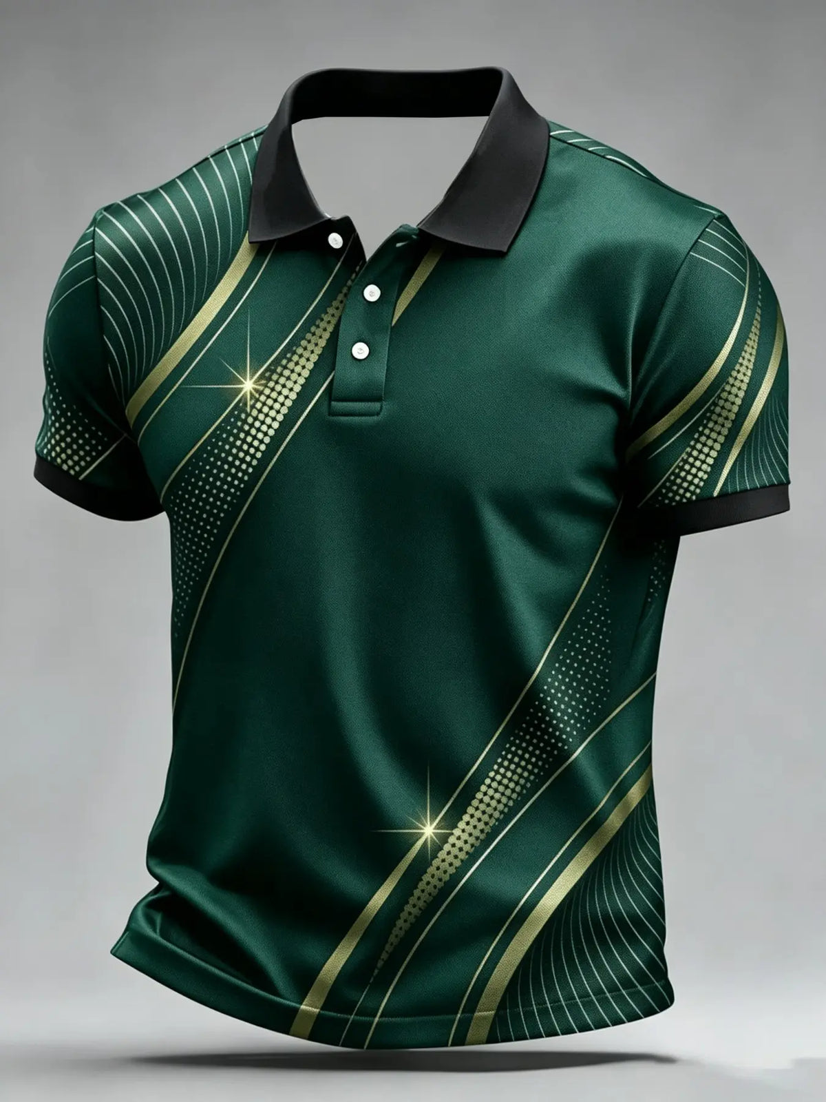 Abstract Print Men's Polo Shirt, Printed Polo Shirts, Short Sleeve Slim-Fit Top, Graphic Pattern, Unlined, Plain Surface, Made in Mainland China