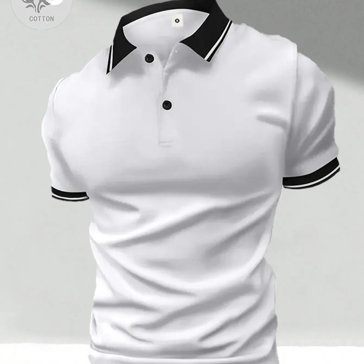 Men's Classic 100% Cotton Fitted Short Sleeve Polo Shirt - Retro, Elegant Minimalist Top for Golf, Business Casual Menswear, Business Casual Polo Shirts, Button