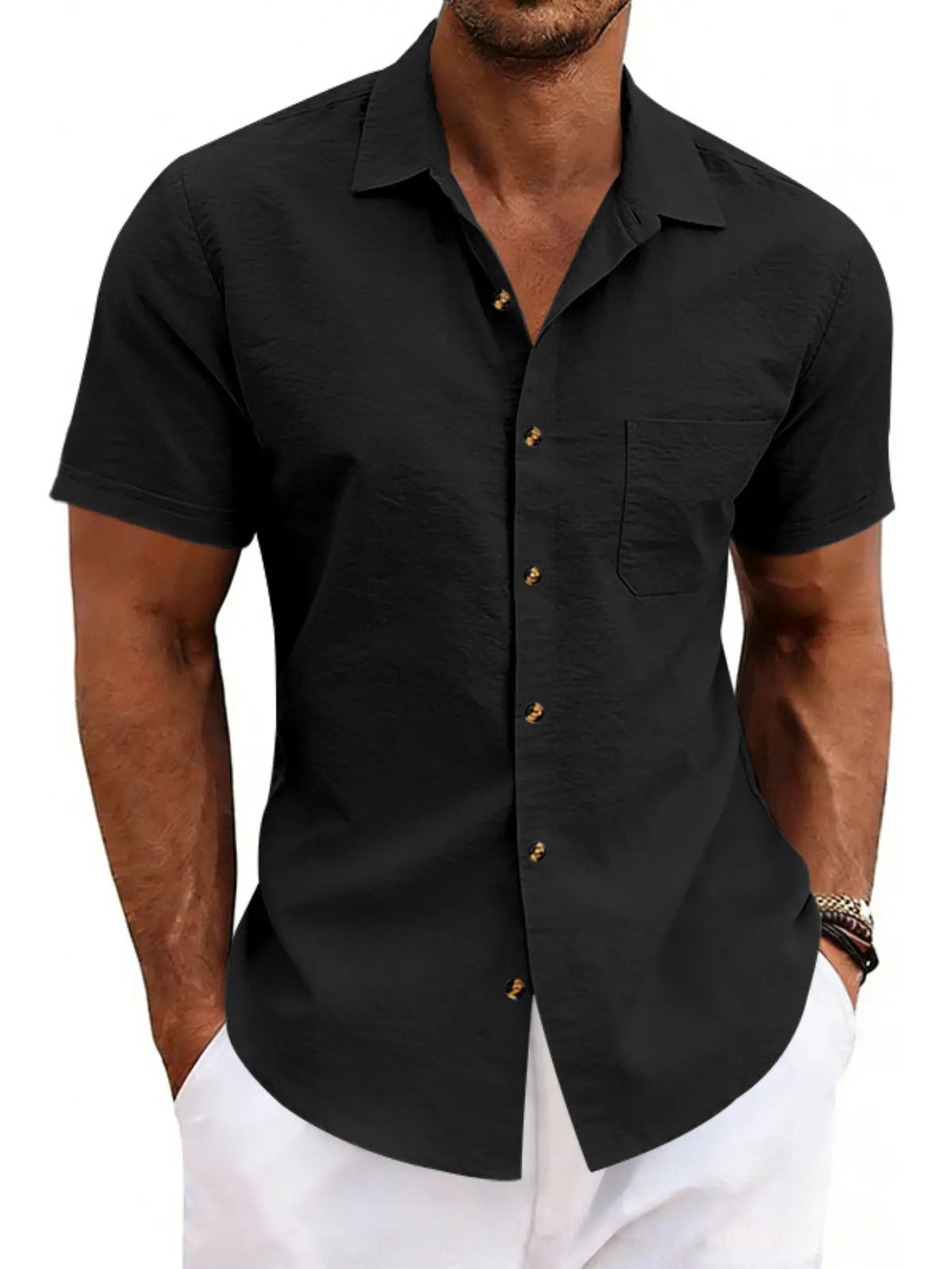 Men's Summer Tropical Loose Fit Relaxed Fit Shirt, Top, Iron-Free Casual Business Collar Button-Up Open Front, Beach Short Sleeve Shirt, Comfortable and Stylish, Lapel Collared Shirt