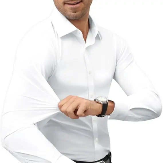 Alimens&Gentle Dress Shirts 16-Way Stretch Slim Fit Long Sleeve Button Down Business Casual Shirts Wrinkle Free Traveler Shirts Top Menswear sohochic style