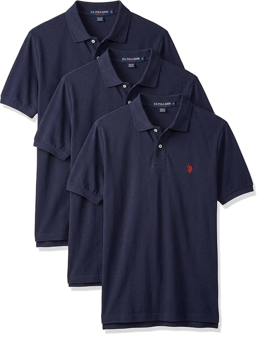 U.S. Polo Assn. Men's Classic Polo Shirt, Two-Button Closure Pique Polo Shirt, Summer Fashion Golf Shirt