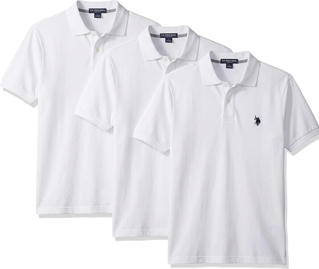 U.S. Polo Assn. Men's Classic Polo Shirt, Two-Button Closure Pique Polo Shirt, Summer Fashion Golf Shirt