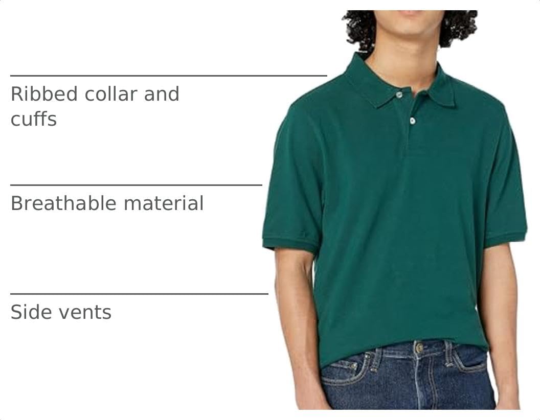 Amazon Essentials Men's Regular-Fit Cotton Pique Polo Shirt, Short Sleeve (Available in Big & Tall)