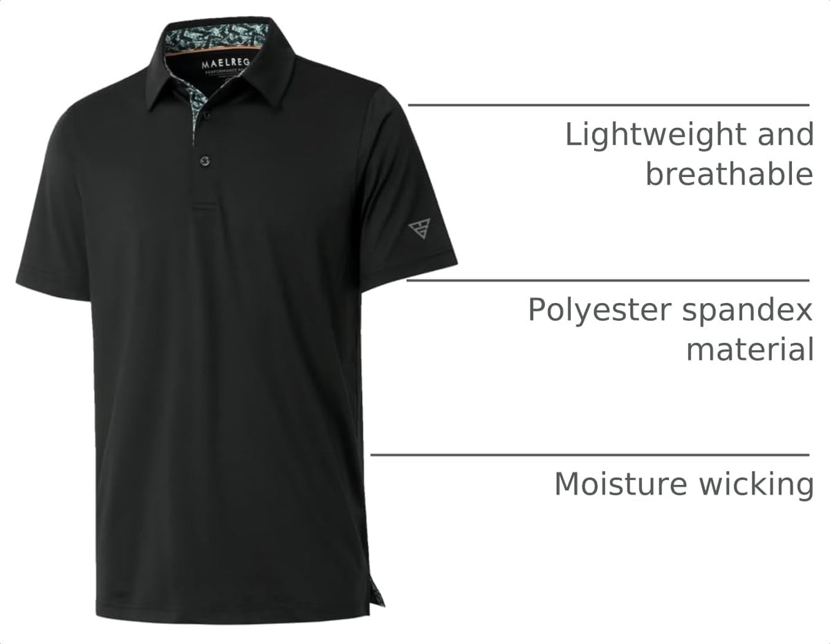 Mens Polo Shirts Short and Long Sleeve Casual Solid Stylish Dry Fit Performance Designed Collared Golf Polo Shirts for Men