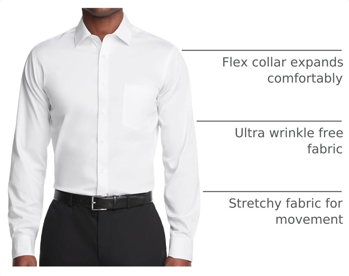 Van Heusen Men's Van Heusen Men's Dress Shirt Regular Fit Ultra Wrinkle Free Flex Collar Stretch Solid