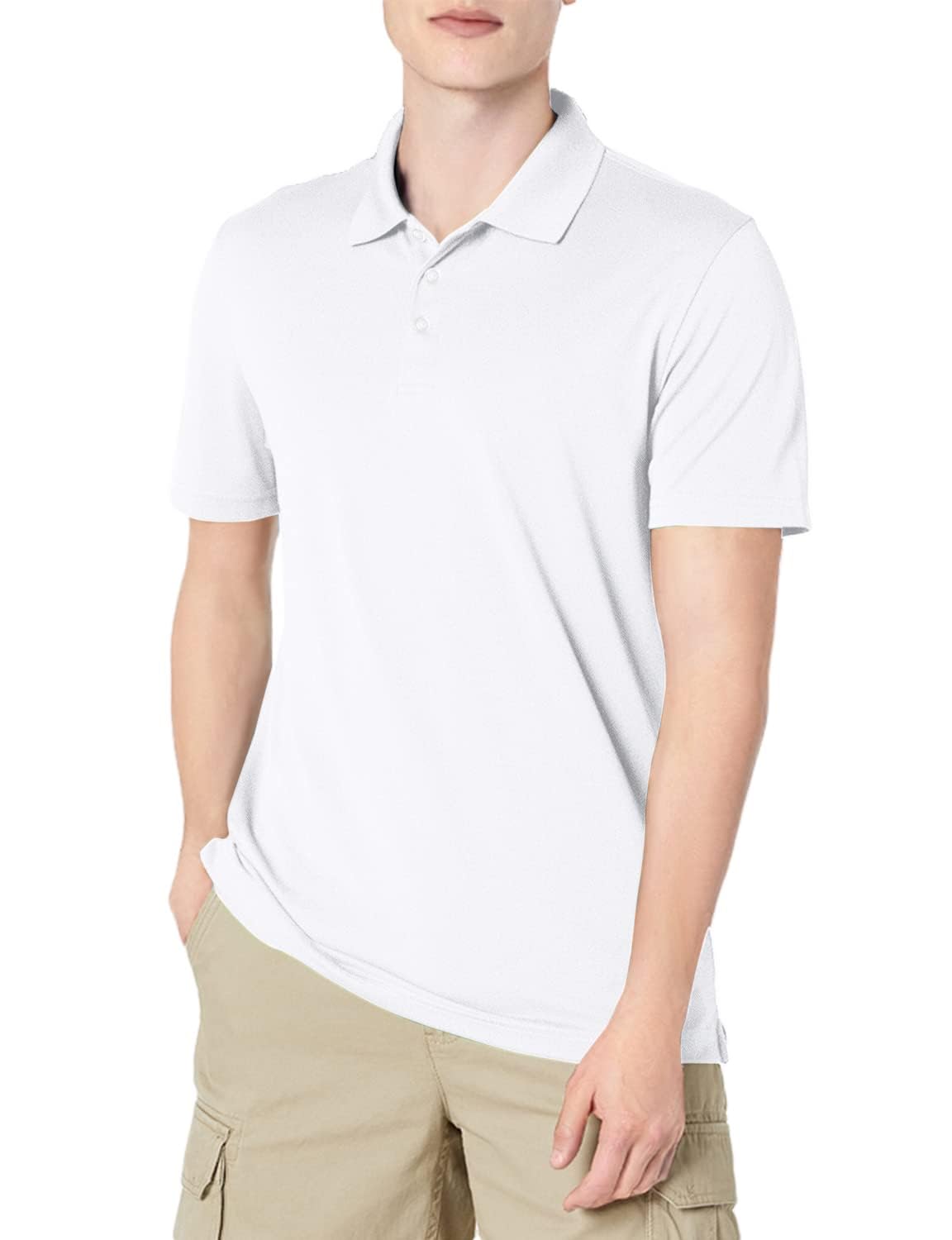 Amazon Essentials Men's Moisture Wicking Golf Polo Shirt, Short Sleeve, Slim-Fit, Quick-Dry, Active Wear
