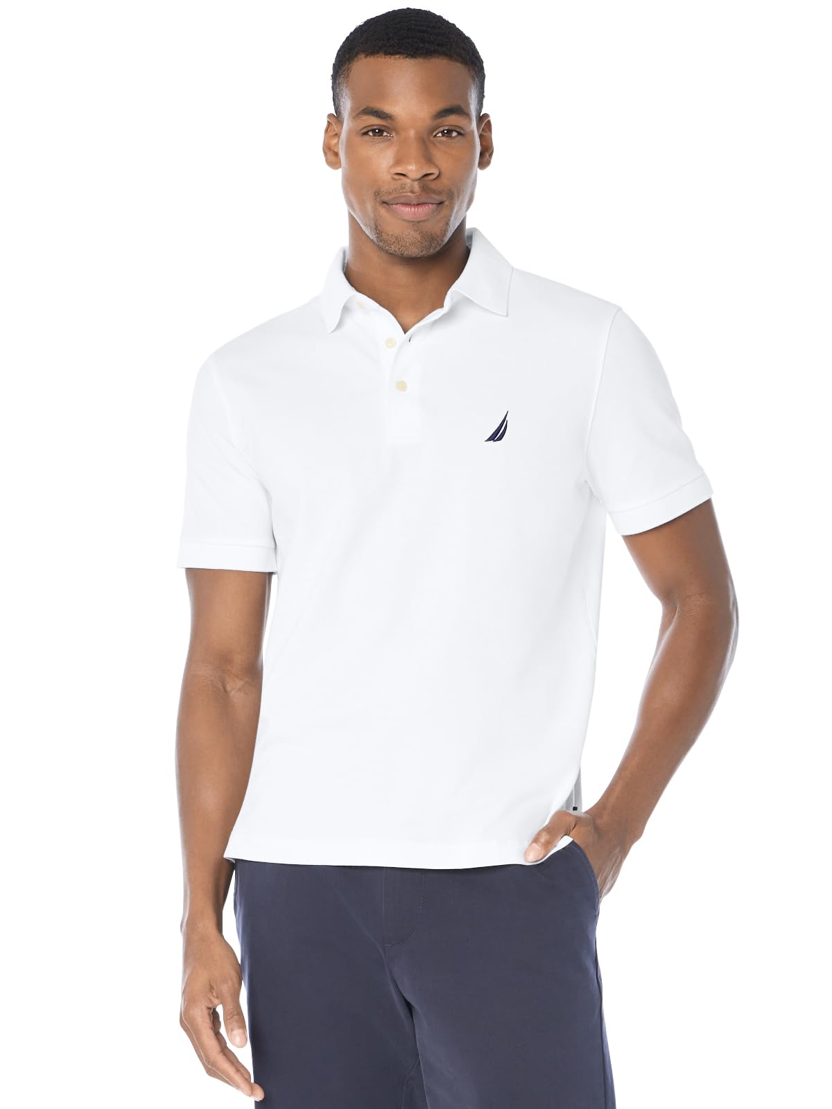 Nautica Men's Short Sleeve Solid Stretch Cotton Pique Polo Shirt