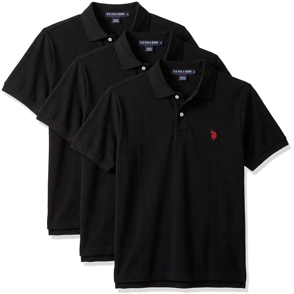 U.S. Polo Assn. Men's Classic Polo Shirt, Two-Button Closure Pique Polo Shirt, Summer Fashion Golf Shirt