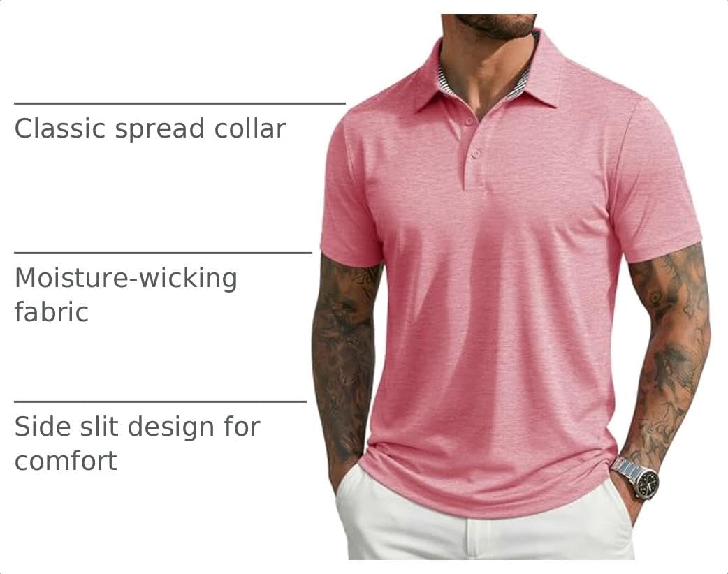 MAGCOMSEN Men's Short Sleeve Polo Golf Shirts 3-Button Moisture Wicking Athletic T-Shirts Casual Collared Shirt