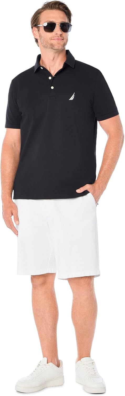Nautica Men's Short Sleeve Solid Stretch Cotton Pique Polo Shirt