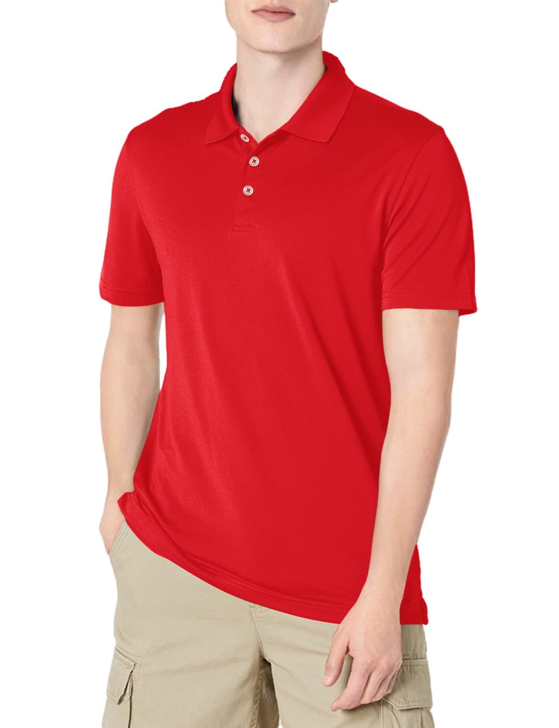 Amazon Essentials Men's Moisture Wicking Golf Polo Shirt, Short Sleeve, Slim-Fit, Quick-Dry, Active Wear