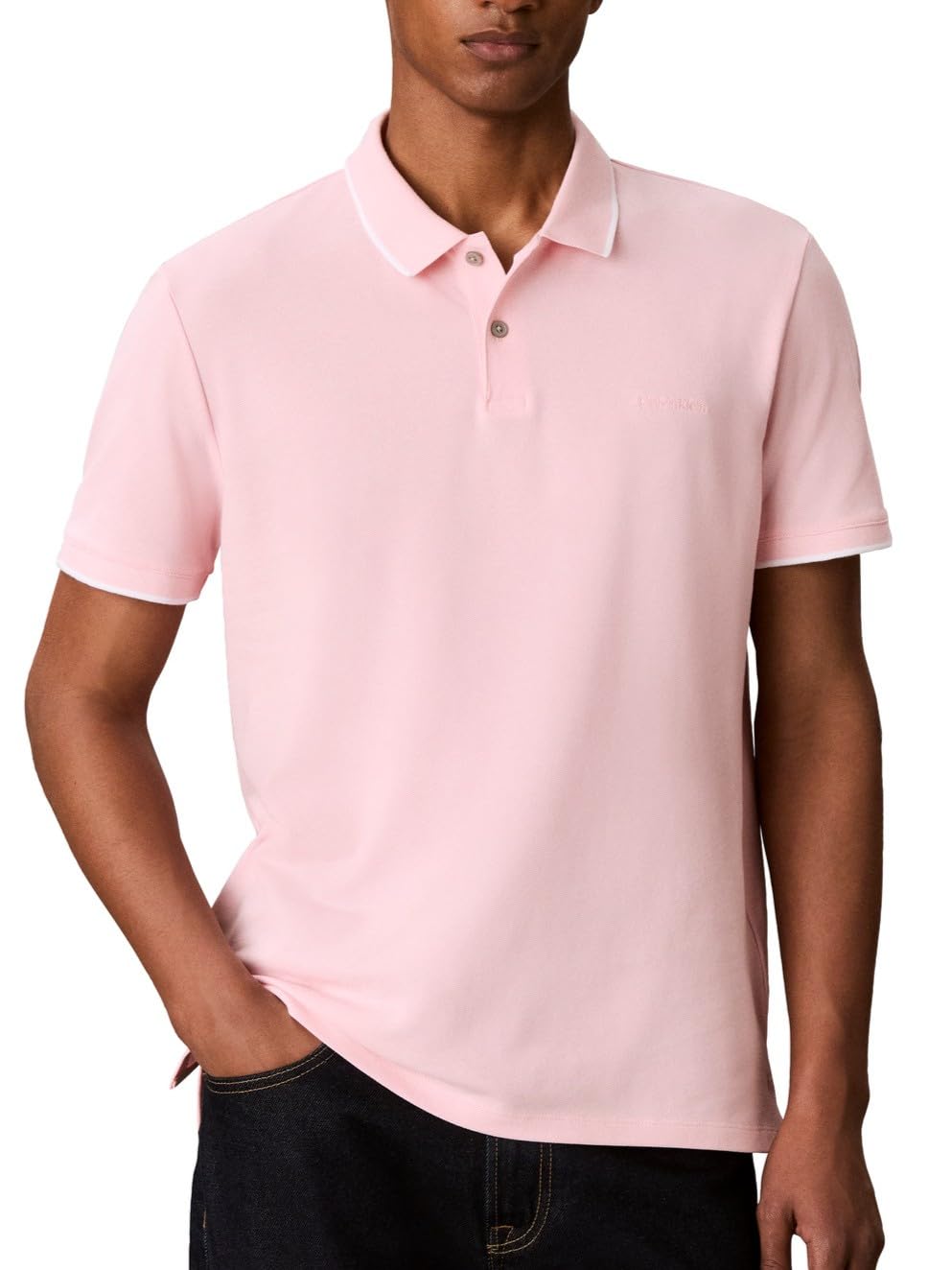Calvin Klein Men's Liquid Touch Polo Stripe with UV Protection