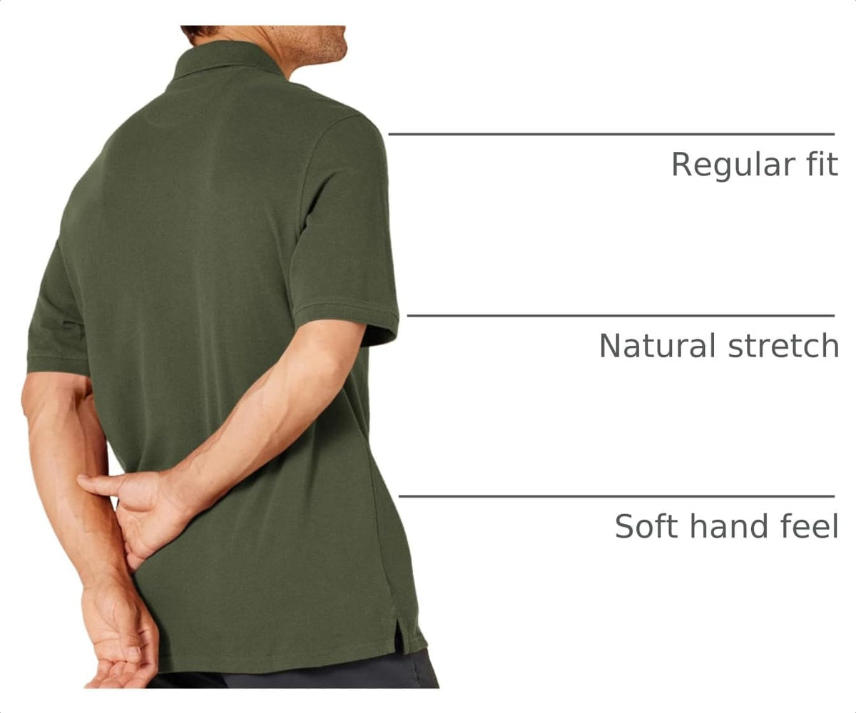 Amazon Essentials Men's Regular-Fit Cotton Pique Polo Shirt, Short Sleeve (Available in Big & Tall)