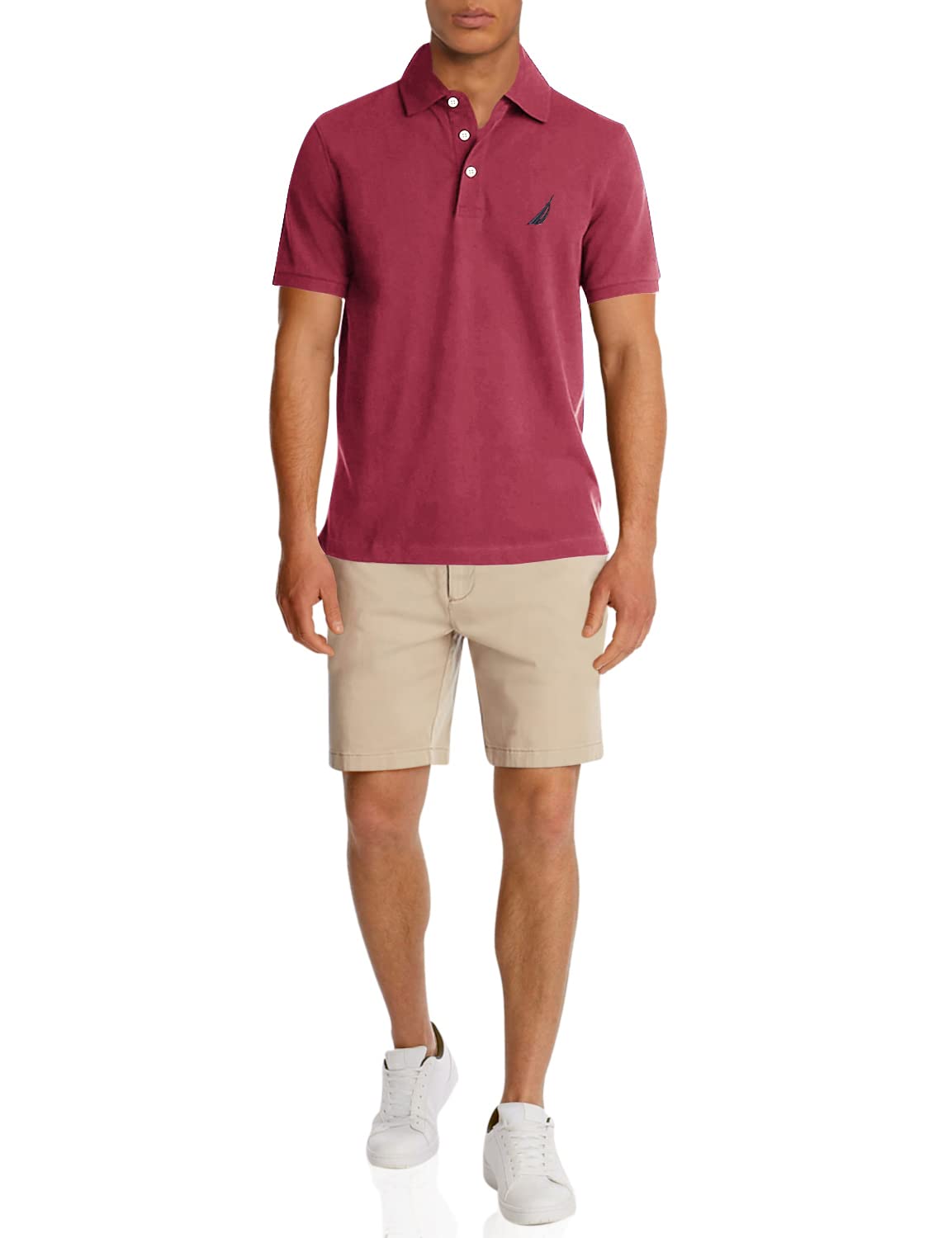 Nautica Men's Short Sleeve Solid Stretch Cotton Pique Polo Shirt